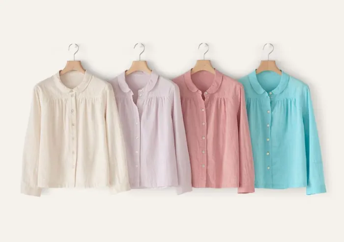 Women Roundcollar Shirt Pale Lavender Poetry Fashion Shirts and Tunics