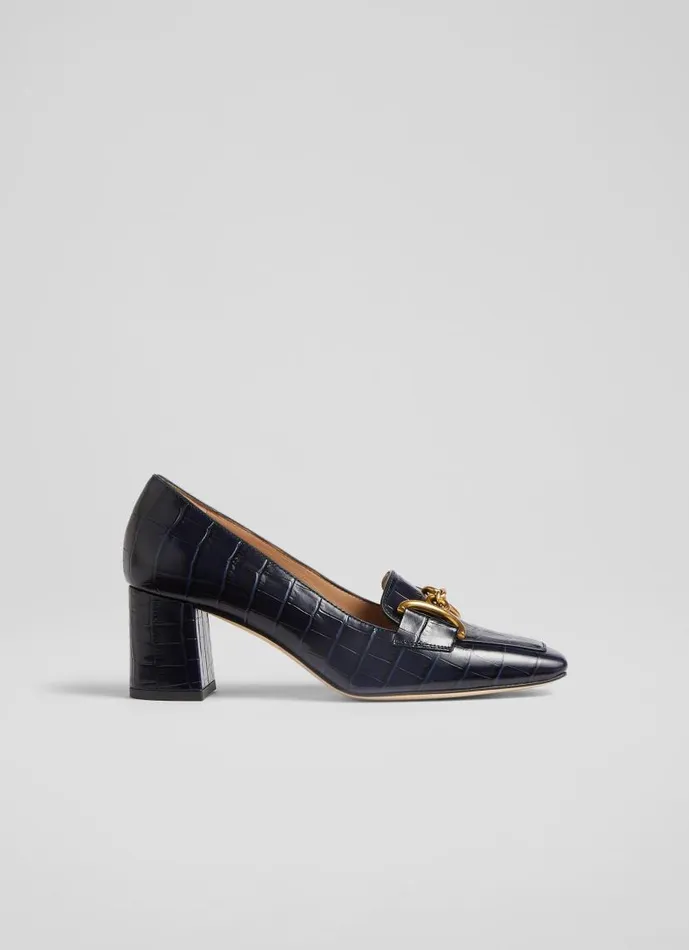 Women Samantha Navy CrocEffect Leather SnaffleDetail Courts Navy Blue LKBennett Court Shoes Women Samantha Navy CrocEffect Leather SnaffleDetail Courts Navy Blue LKBennett Court Shoes