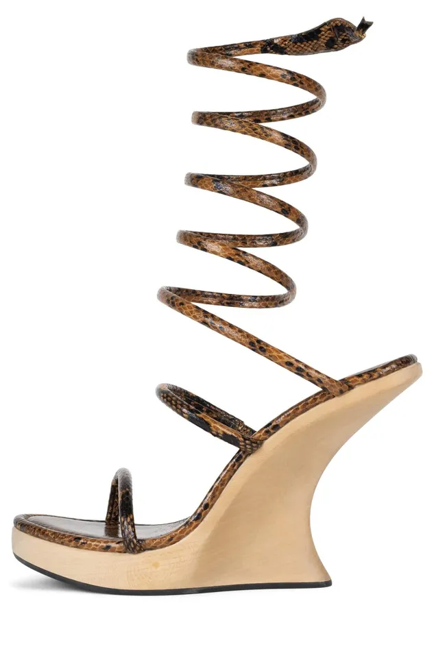 Women Sandal Jeffrey Campbell HISSYFIT Black Beige Snake