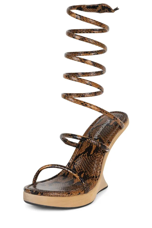 Women Sandal Jeffrey Campbell HISSYFIT Black Beige Snake