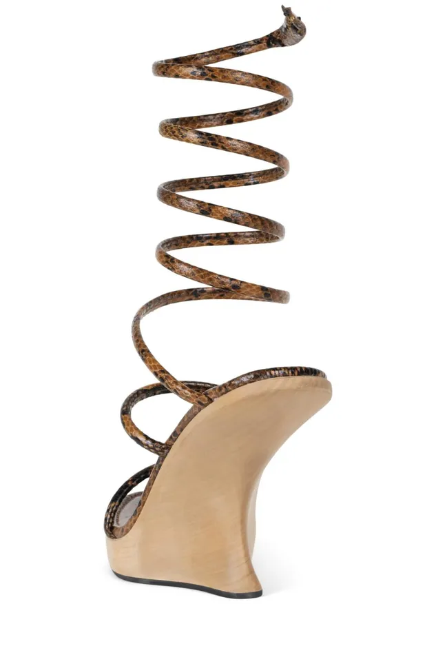 Women Sandal Jeffrey Campbell HISSYFIT Black Beige Snake