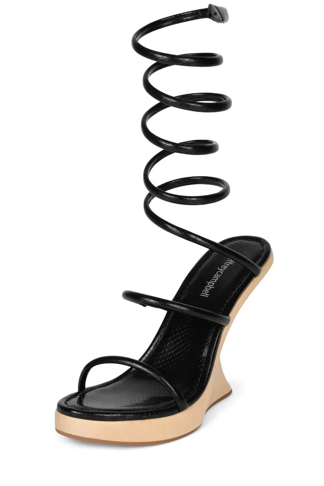 Women Sandal Jeffrey Campbell HISSYFIT Black Beige Snake