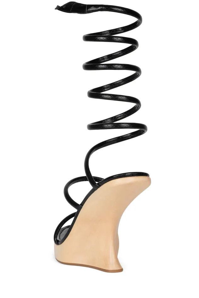 Women Sandal Jeffrey Campbell HISSYFIT Black Beige Snake