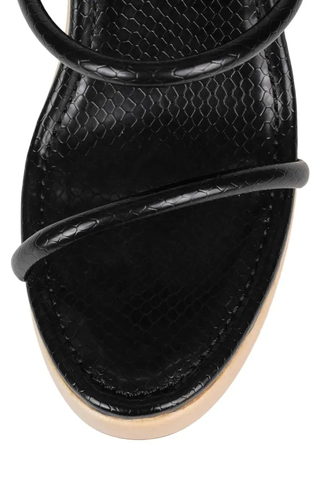 Women Sandal Jeffrey Campbell HISSYFIT Black Beige Snake
