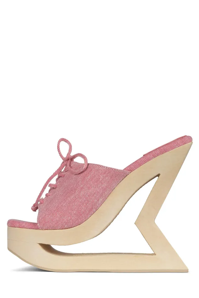 Women Sandal Jeffrey Campbell TRAPEZOID Pink Denim