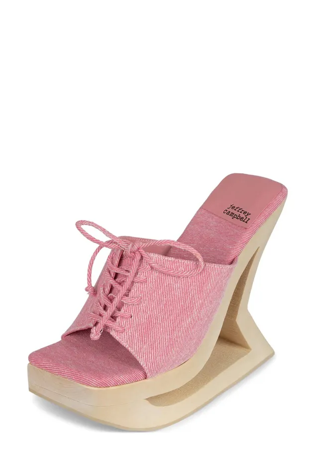 Women Sandal Jeffrey Campbell TRAPEZOID Pink Denim