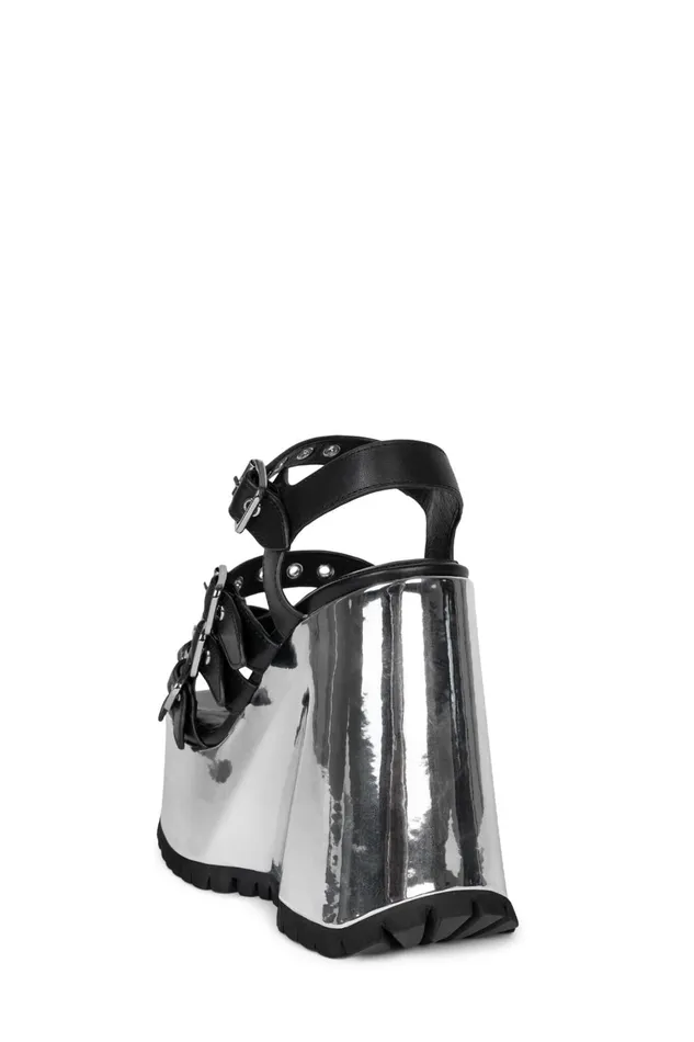 Women Sandal Jeffrey Campbell VOIDOID Black Silver Metallic