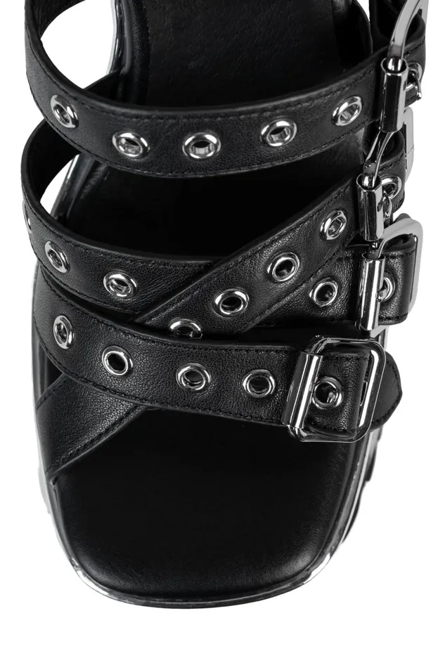 Women Sandal Jeffrey Campbell VOIDOID Black Silver Metallic