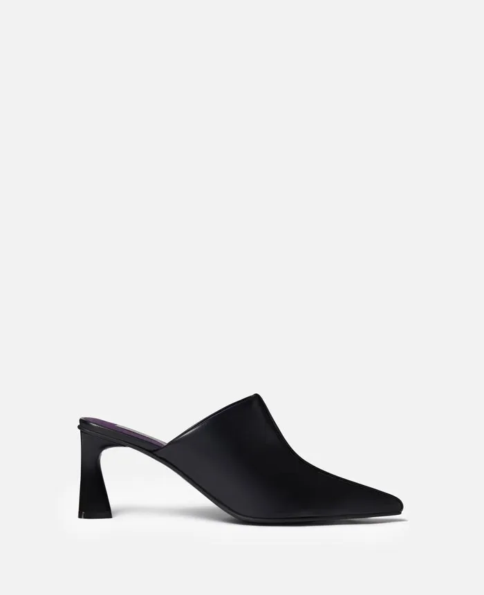 Women Sandals Stella McCartney Elsa Pointed Toe Mule Kitten Heels Black
