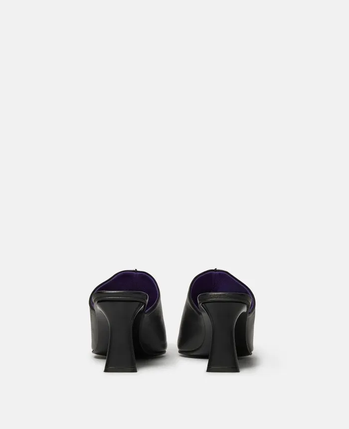 Women Sandals Stella McCartney Elsa Pointed Toe Mule Kitten Heels Black