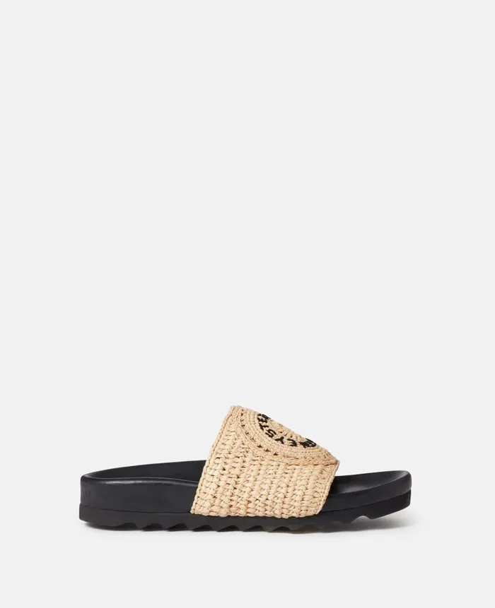 Women Sandals Stella McCartney Elyse Raffia Logo Sandals Naturalblack