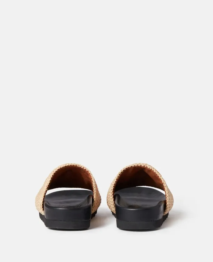 Women Sandals Stella McCartney Elyse Raffia Logo Sandals Naturalblack