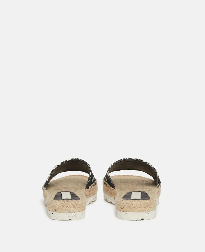 Women Sandals Stella McCartney Gaia Moth Embroidery Espadrille Slides Blackecru Women Sandals Stella McCartney Gaia Moth Embroidery Espadrille Slides Blackecru