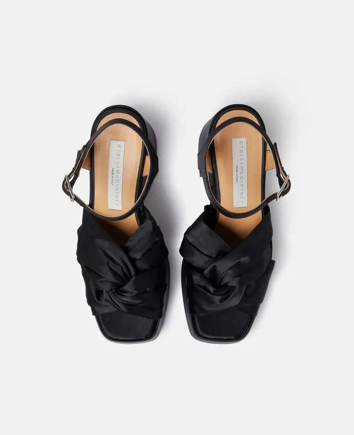 Women Sandals Stella McCartney Skyla Buckle Platform Sandals Midnight Black