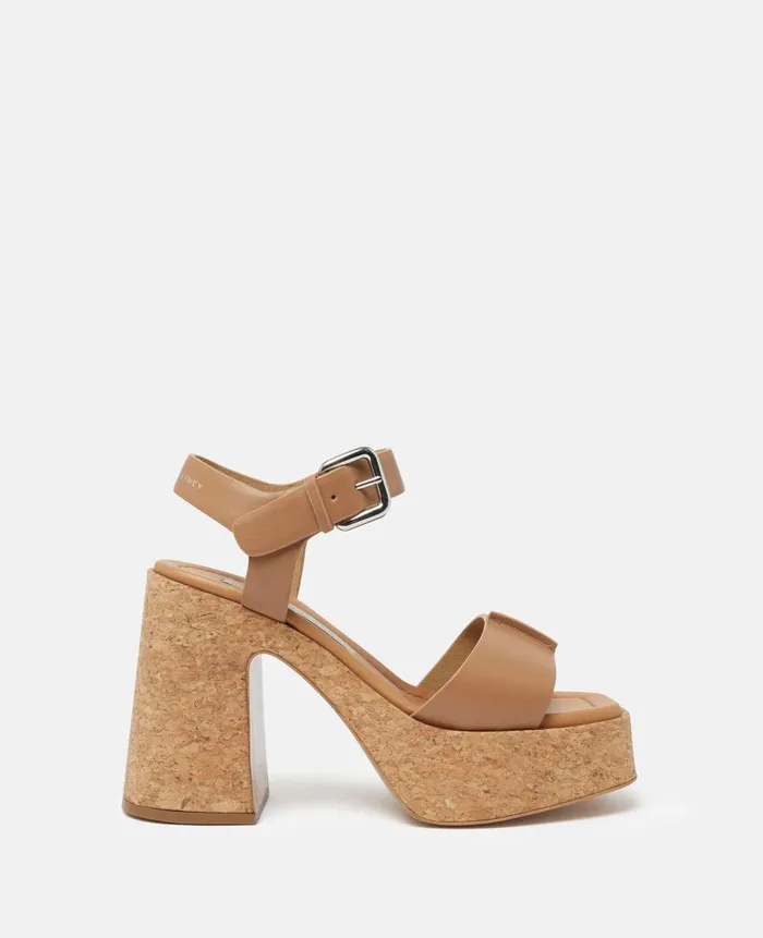 Women Sandals Stella McCartney Skyla Buckled Platform Sandals Tan