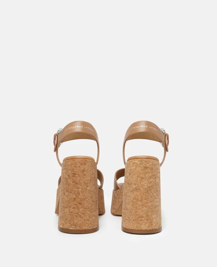 Women Sandals Stella McCartney Skyla Buckled Platform Sandals Tan Women Sandals Stella McCartney Skyla Buckled Platform Sandals Tan