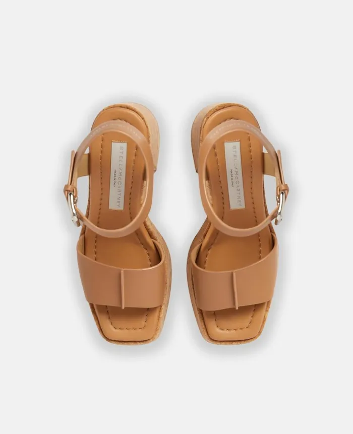 Women Sandals Stella McCartney Skyla Buckled Platform Sandals Tan Women Sandals Stella McCartney Skyla Buckled Platform Sandals Tan