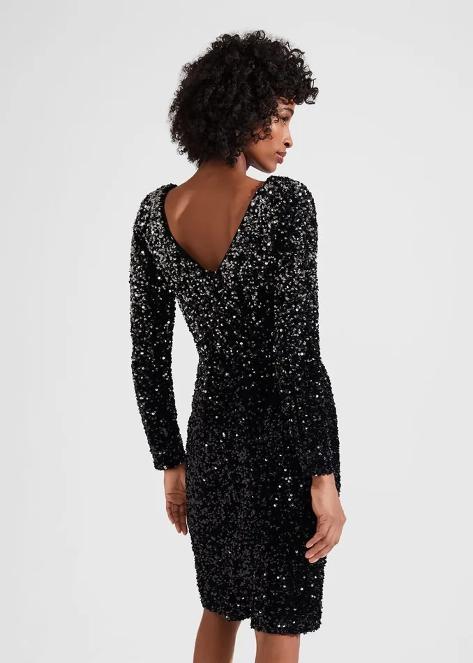 Women Sawyer Sequin Dress Black Hobbs Dresses and Jumpsuits