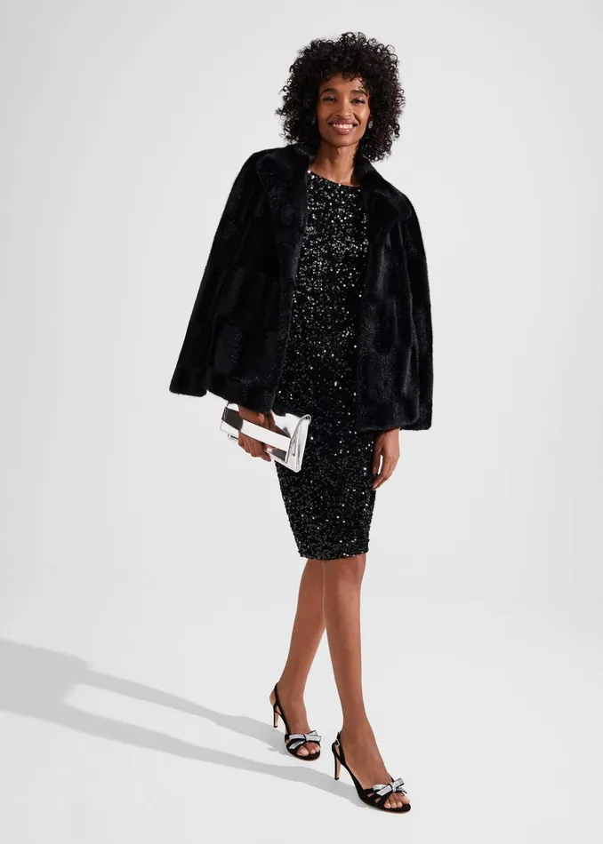 Women Sawyer Sequin Dress Black Hobbs Dresses and Jumpsuits