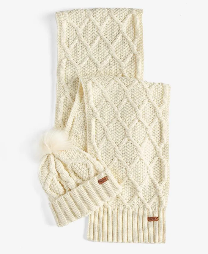 Women Scarves and Wraps Barbour Ridley Beanie And Scarf Cream