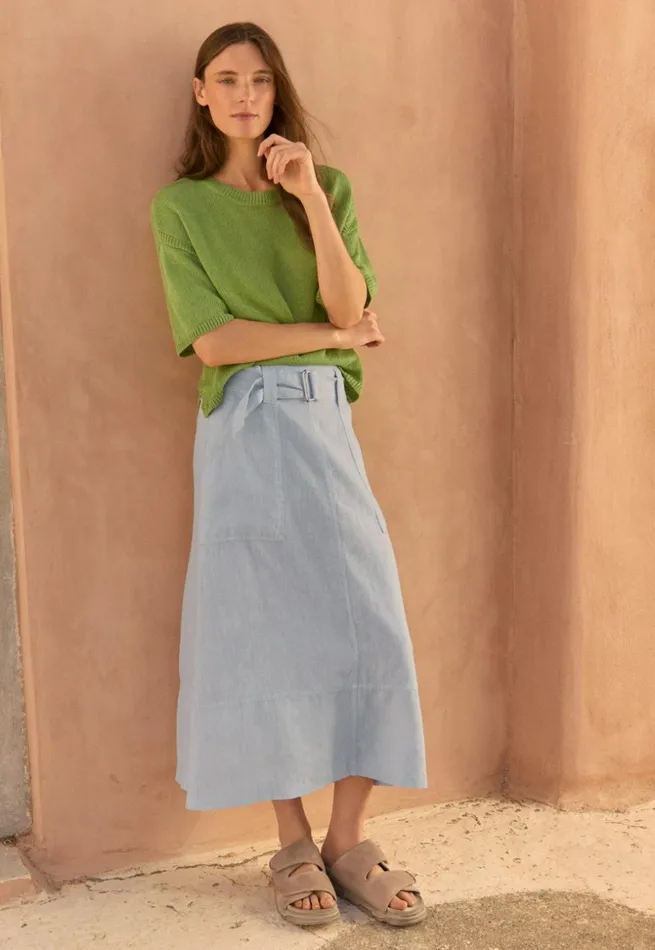 Women Seamdetail Skirt Chambray Poetry Fashion Dresses and Skirts