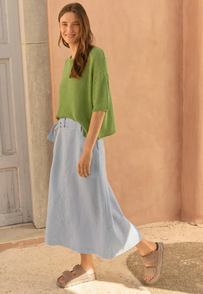Women Seamdetail Skirt Chambray Poetry Fashion Dresses and Skirts