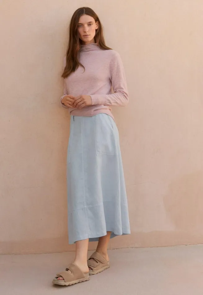 Women Seamdetail Skirt Chambray Poetry Fashion Dresses and Skirts