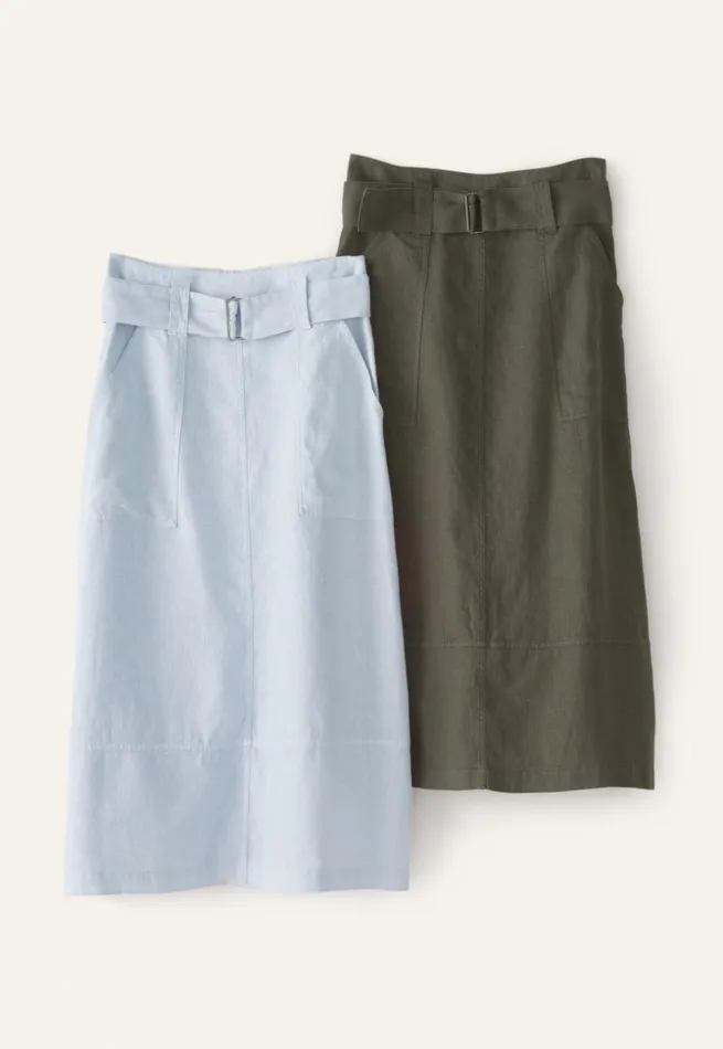Women Seamdetail Skirt Chambray Poetry Fashion Dresses and Skirts