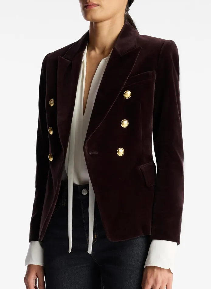 Women Sets ALC Chelsea Velvet Tailored Jacket Chocolate Plum