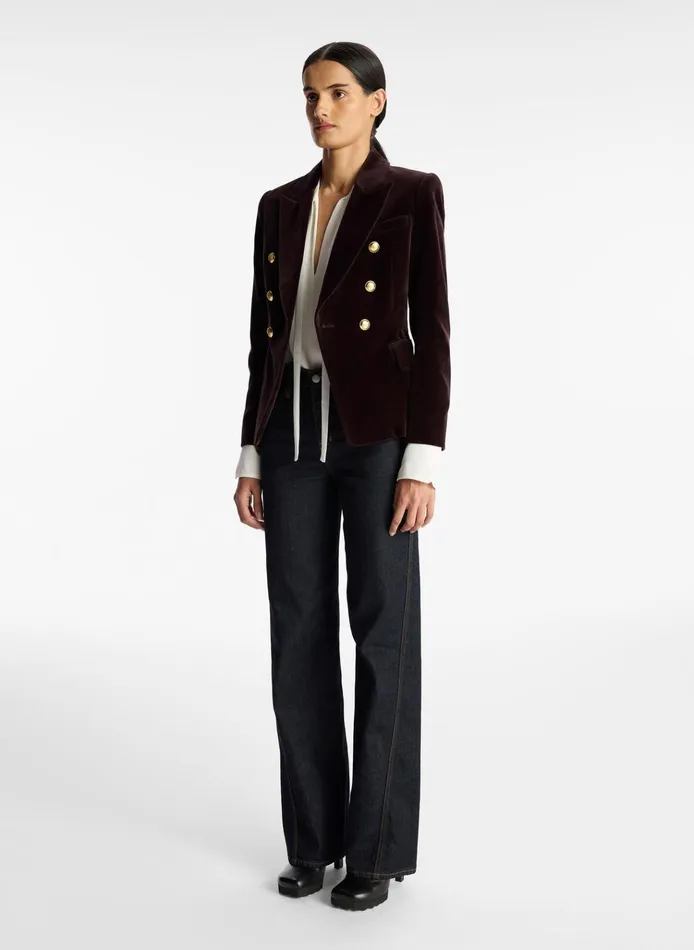 Women Sets ALC Chelsea Velvet Tailored Jacket Chocolate Plum