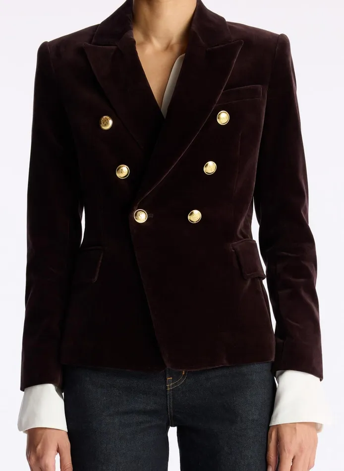 Women Sets ALC Chelsea Velvet Tailored Jacket Chocolate Plum