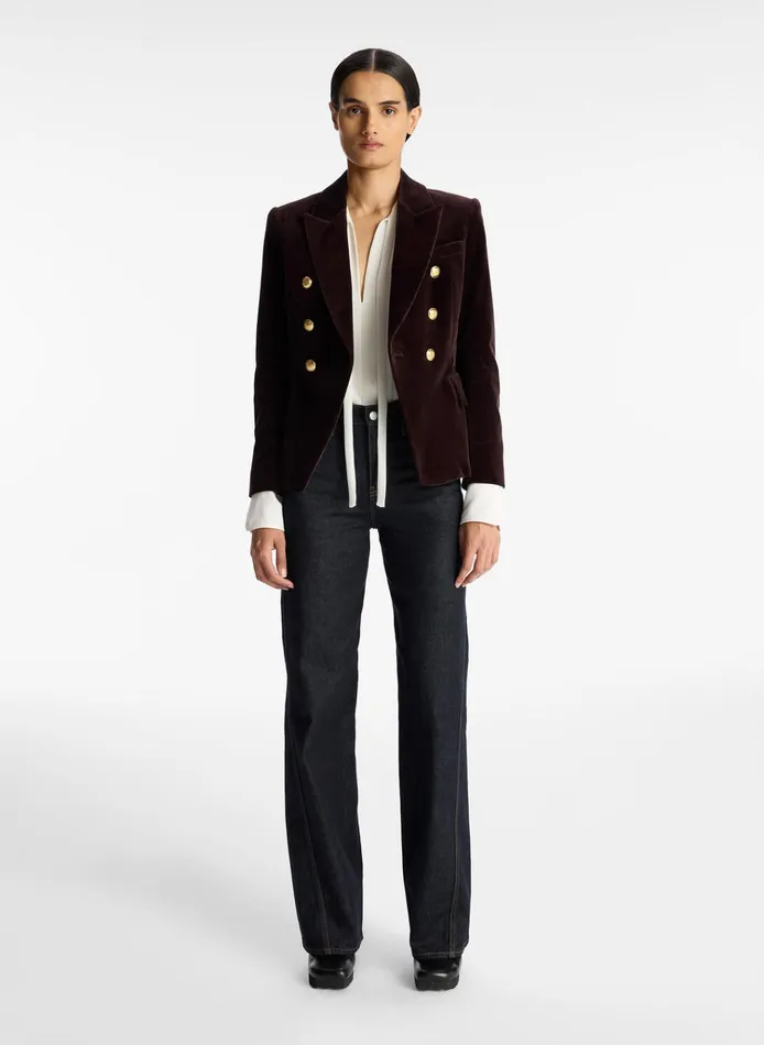 Women Sets ALC Chelsea Velvet Tailored Jacket Chocolate Plum