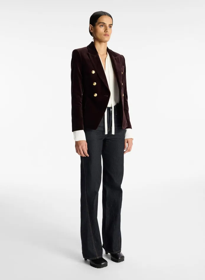 Women Sets ALC Chelsea Velvet Tailored Jacket Chocolate Plum