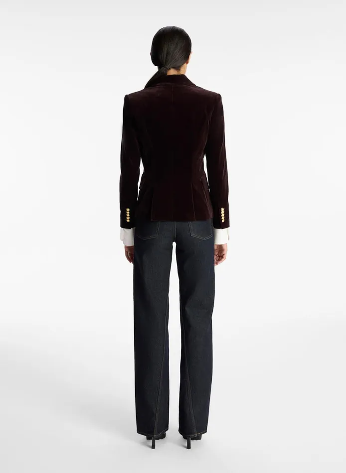 Women Sets ALC Chelsea Velvet Tailored Jacket Chocolate Plum