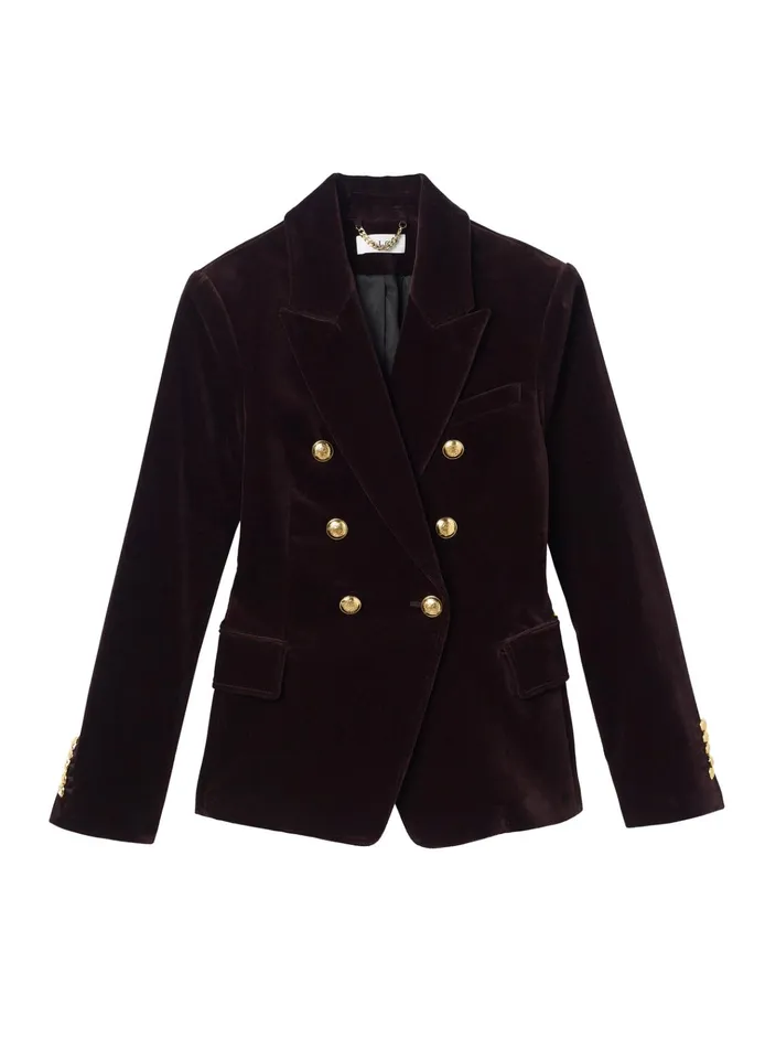 Women Sets ALC Chelsea Velvet Tailored Jacket Chocolate Plum