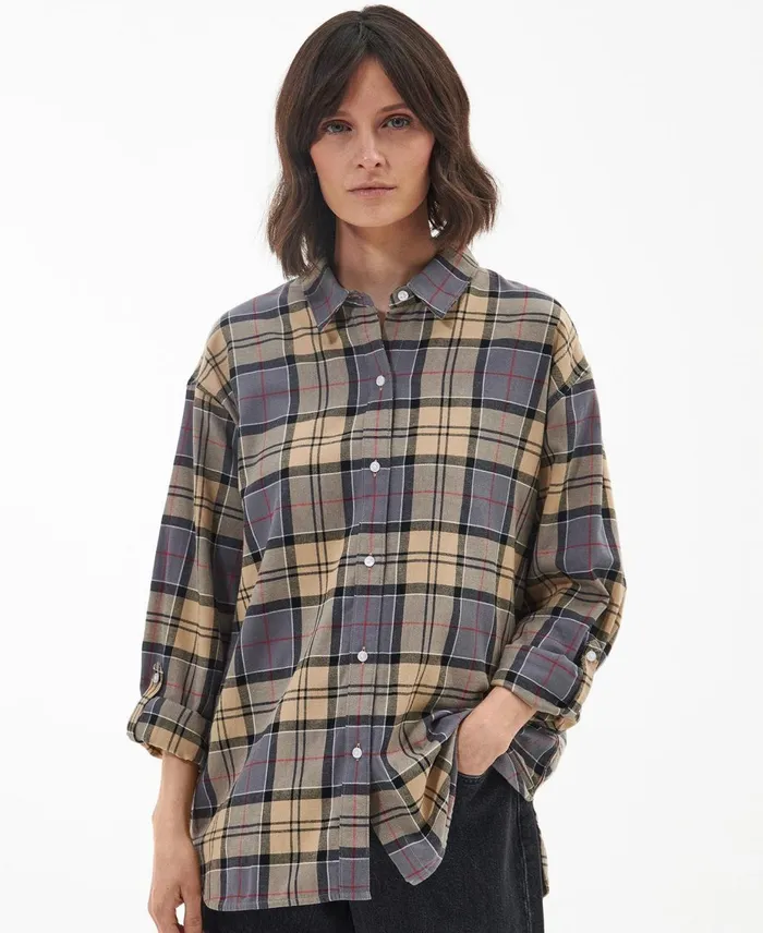 Women Shirts and Blouses Barbour Elishaw Relaxed Shirt Dress Tartan