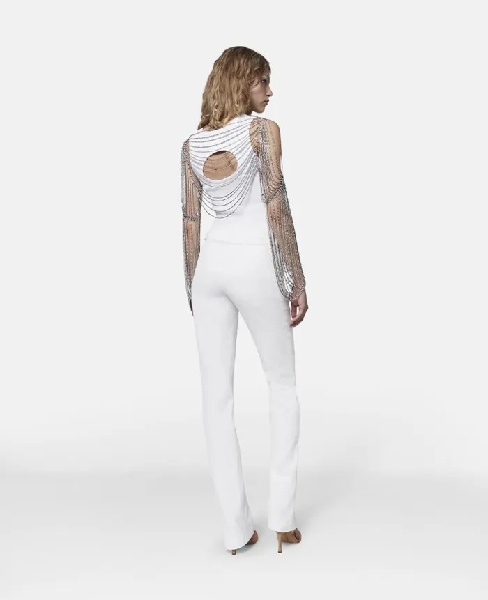 Women Shirts And Tops Stella McCartney Crystal Chain Sleeve Top Crystal