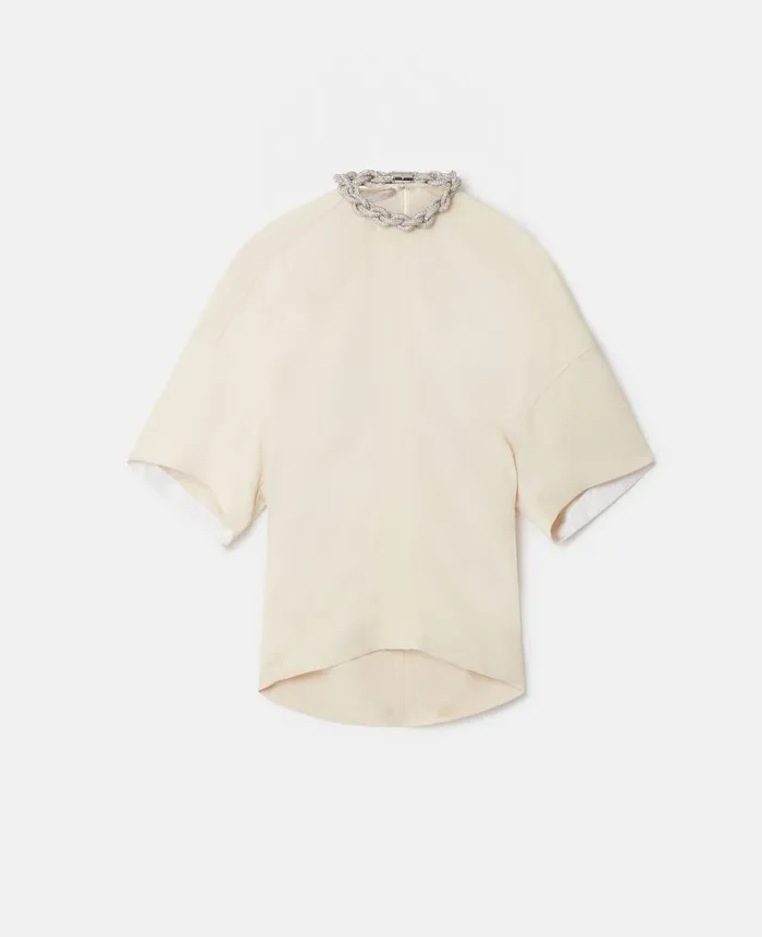 Women Shirts And Tops Stella McCartney Falabella Crystal Chain Collar Top Plaster Women Shirts And Tops Stella McCartney Falabella Crystal Chain Collar Top Plaster