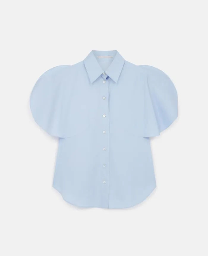 Women Shirts And Tops Stella McCartney Flared Short Sleeve Shirt Sky Blue