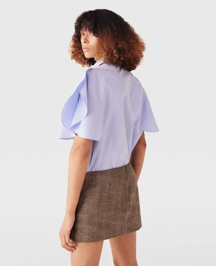 Women Shirts And Tops Stella McCartney Flared Short Sleeve Shirt Sky Blue