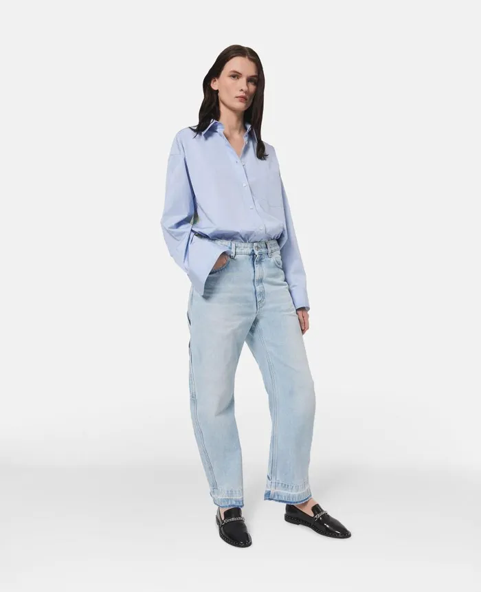 Women Shirts And Tops Stella McCartney Oversized Poplin Shirt Sky Blue Women Shirts And Tops Stella McCartney Oversized Poplin Shirt Sky Blue