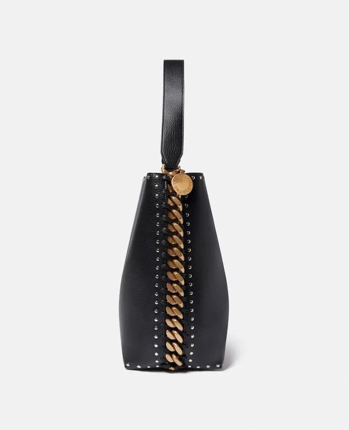 Women Shoulder Bags Stella McCartney Frayme Studded Grainy Alter Mat Tote Bag Black