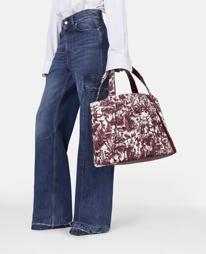 Women Shoulder Bags Stella McCartney Logo Fungi Forest Toile De Jouy Tote Bag Burgundy