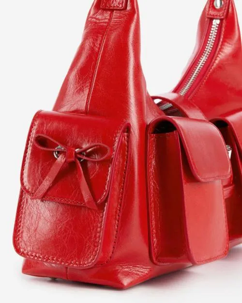 Women Shoulder Bags The Kooples Red Vintage Treatment Leather Amelia Bag Red