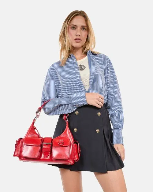 Women Shoulder Bags The Kooples Red Vintage Treatment Leather Amelia Bag Red