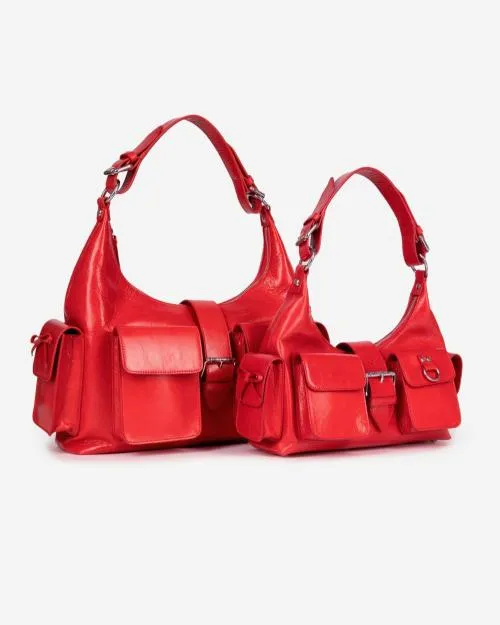 Women Shoulder Bags The Kooples Red Vintage Treatment Leather Amelia Bag Red