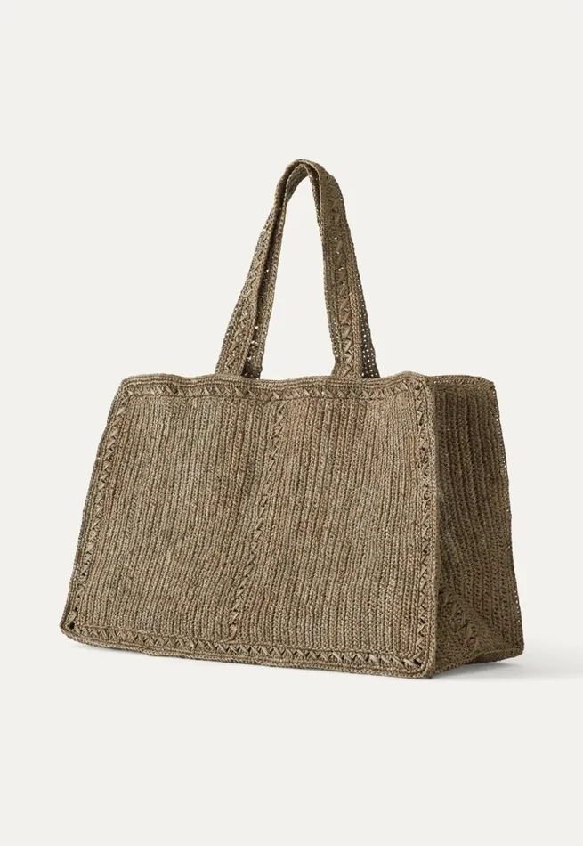 Women Shoulder Basket Bag Khaki Brown Poetry Fashion Accessories
