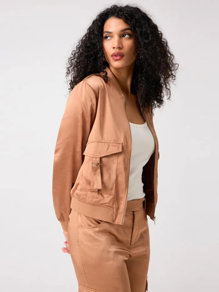 Women Silky Utility Bomber Jacket Mocha Mousse Sanctuary Clothing Jackets and Outerwear Women Silky Utility Bomber Jacket Mocha Mousse Sanctuary Clothing Jackets and Outerwear