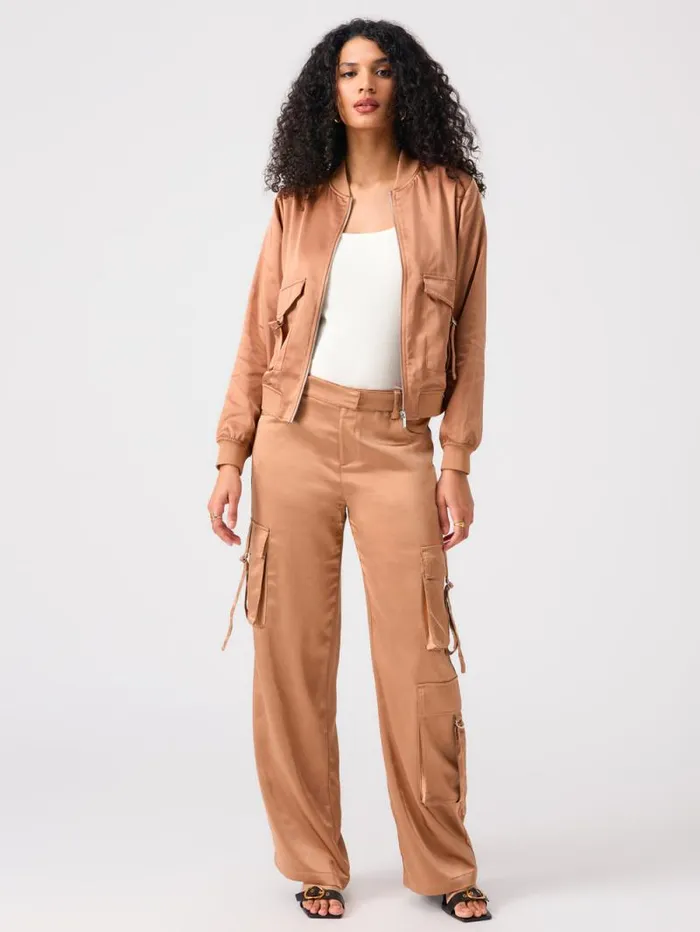 Women Silky Utility Bomber Jacket Mocha Mousse Sanctuary Clothing Jackets and Outerwear Women Silky Utility Bomber Jacket Mocha Mousse Sanctuary Clothing Jackets and Outerwear