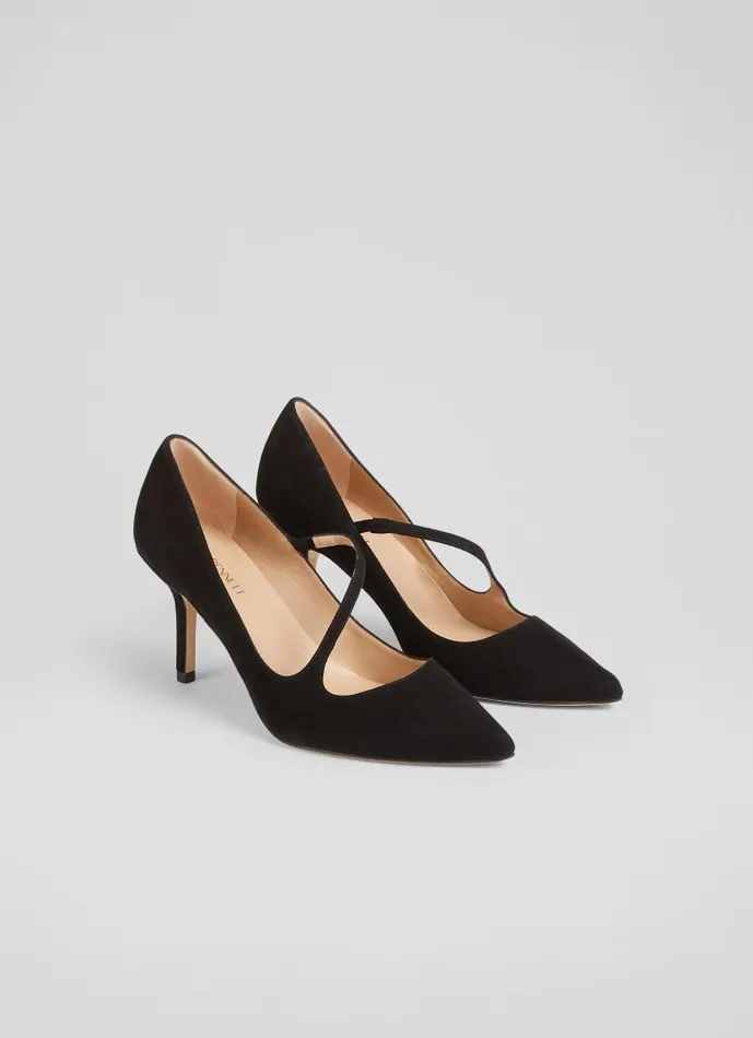 Women Simone Black Suede Asymmetric Strap Courts Black LKBennett Court Shoes Women Simone Black Suede Asymmetric Strap Courts Black LKBennett Court Shoes